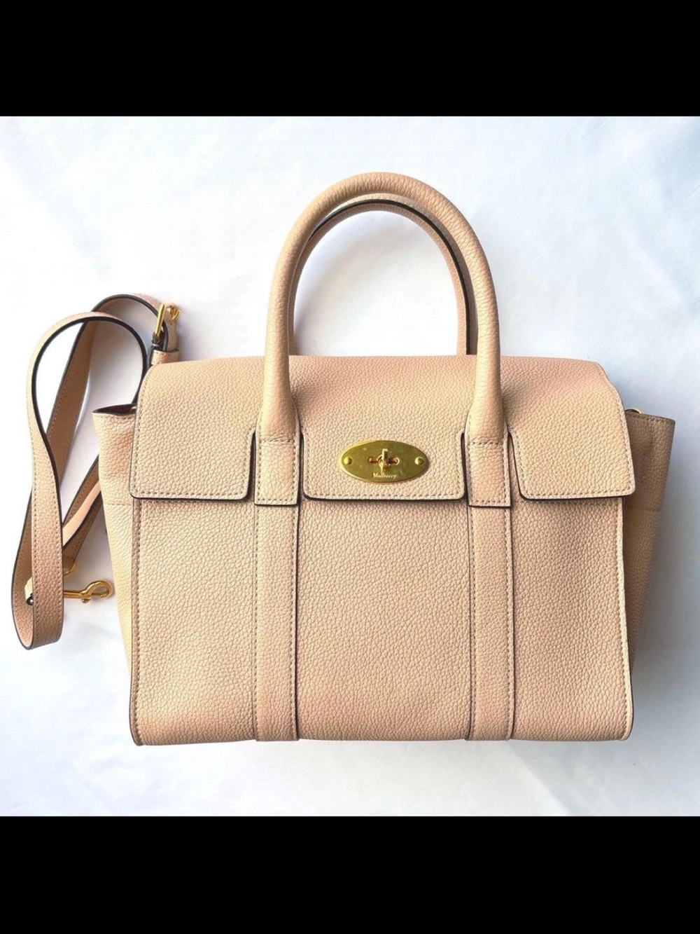 Mulberry Pale Pink Pebbled Leather Satchel with Gold Hardware